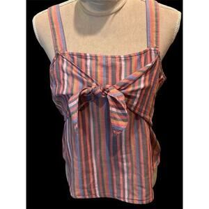Madewell Tie Front Cami Top Rainbow Stripe Sz 10